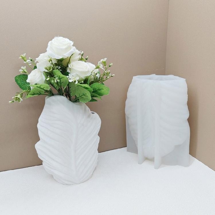Realistic Leaf Pattern Flowerpot Molds Cements Mould Silicone Material for Vase