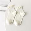 White Wood Ear Lace Socks for Women - Trendy, Cute, Japanese JK Style, Thin, Pure Cotton, Short Tube for Spring/Summer