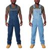 Pánské vintage retro džínové dlouhé kombinézy s dlouhým rukávem, ležérní špagetové popruhy, rovné, s podvazkovým kalhotami, letní pytlovité volné kombinézy
