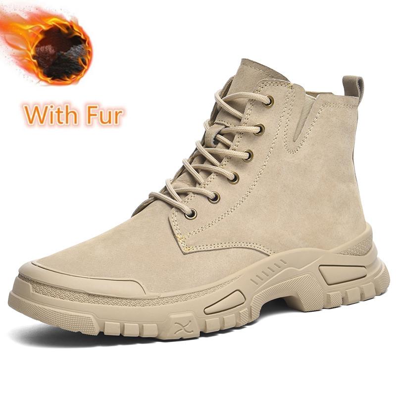 Fashion Casual Classic British Style Shoes All-match Ankle Boots Winter Suede Motorcycle Boots Fashion Plus Velvet Outdoor Desert Boots