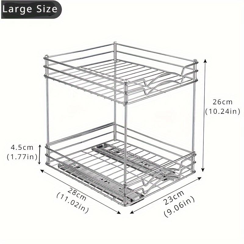 

1 шт., выдвижной органайзер для полки для специй, выдвижной органайзер для кухонной полки для специй, 2-уровневый органайзер для шкафа, органайзер под раковиной Large size