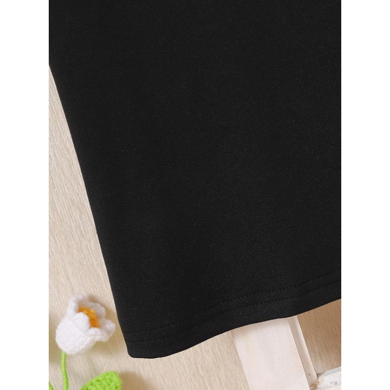 European Size Girls Round Neck Short Sleeved T Shirt with Cartoon Dinosaur Pattern