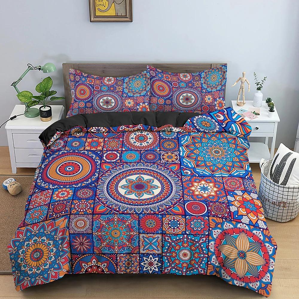 Mandala Duvet Cover Set Bohemian Bedding Set Soft Comforter Cover With 12pcs Pillow Shams Quilt Cover Bedroom King Queen Sizes