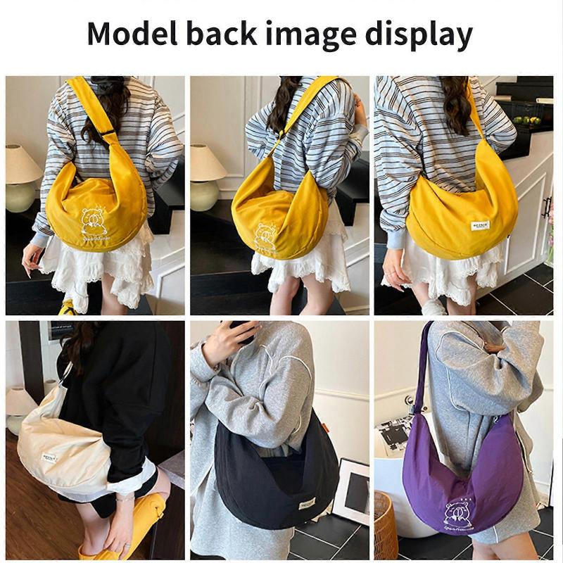 Velkokapacitní crossbody taška pro ženy Taška ve tvaru knedlíku Školní taška Taška přes rameno Kreslený medvěd Messenger taška Taška na dojíždění Žlutá