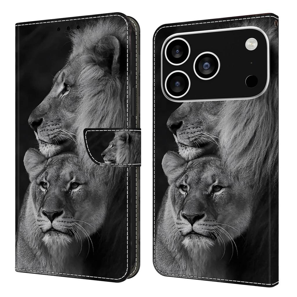 For iPhone 17 Pro Case Magnetic Clasp 3D Pattern Leather Wallet Phone Cover
