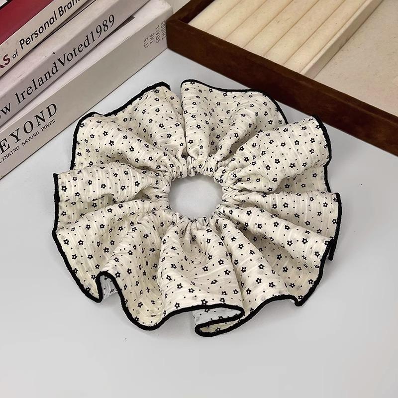 Korean Style Elegant Scrunchie Hair Tie, Oversized Floral Print, Hair Accessory for Women
