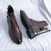 British Casual High-top Leather Shoes, Business Dress Booties, Pointed Toe Martin Boots Inside