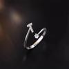 Sterling Adjustable Letter Zircon Ring Women Minimalist Fashion Jewelry Alphabet Initial