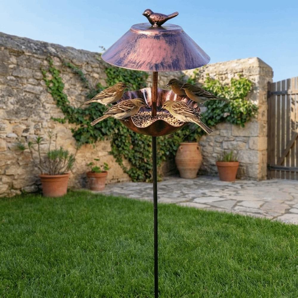 Wavy Curved Petal Bird Feeding Station Large Capacity Garden Bird Basin Garden Ornament