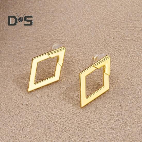 1 Par Pendientes Geométricos de Rombo para Mujer Hipoalergénicos Ligeros Minimalistas Pendientes Statement Pendientes de Tuerca Metálicos Huecos Cuadrados Delanteros Traseros Joyería