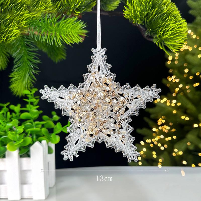 Christmas Decorations Sequined Acrylic Pendants Transparent Snowflake Pendants Christmas Tree Decorations Props