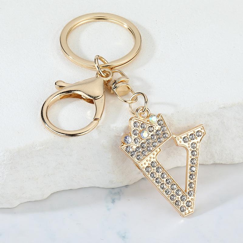 Unique Crown Crystal Rhinestones A-Z Letters Pendant Keychains For Men Women 26 Alphabet Car Key Ring Name Jewelry Keyrings Gift