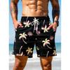 26 Summer Men Board Surf Shorts Tropical Plants Print Trunks Drawstring Elastic Quick Dry Hawaiian Beach Shorts Men Clothing