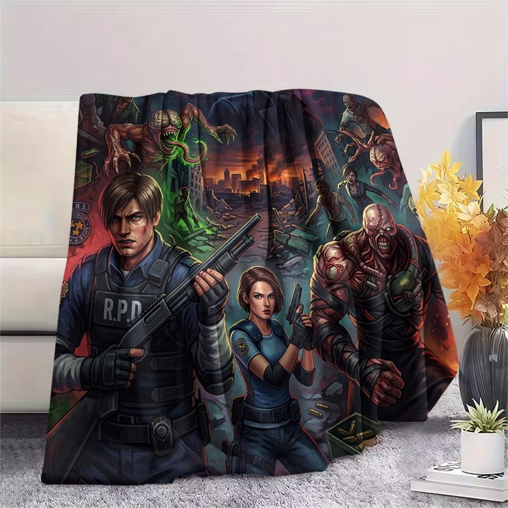 Resident Evil Print Flannel Blanket, Ultra Soft High Quality All Seasons Warm Throw, Home Decor Cozy Blanket, Perfect Christmas Gift