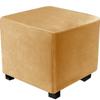 Square Elastic Ottoman Cover Thicken Velvet Footstool Covers 360 Degree All -Inclusive Chair Cover Protector For Living Room
