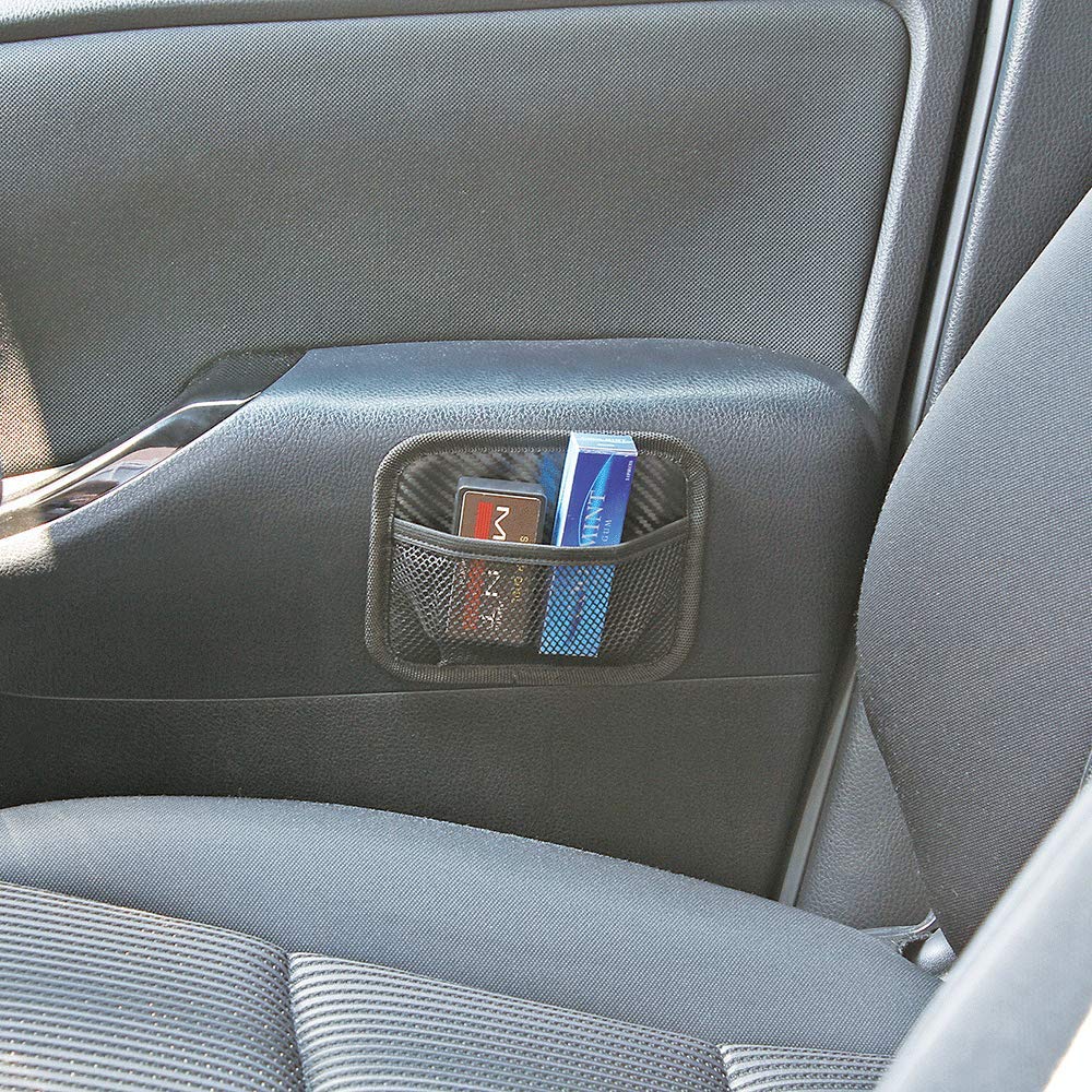 Napolex Fizz-1110 Carbon Style Mesh Pocket, Compact Size, Car Accessories, Seat Back Pocket,
