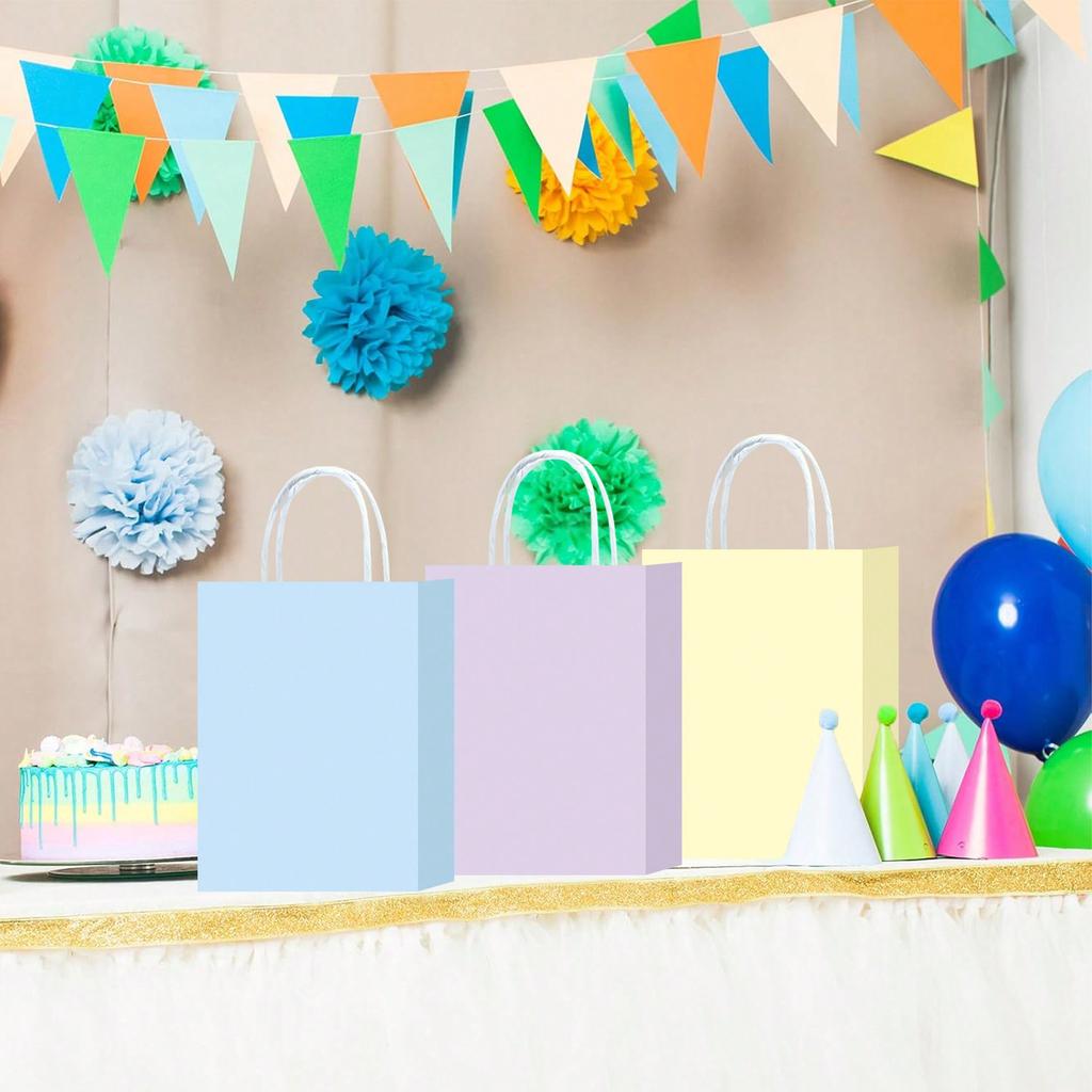Colorful Kraft Paper Gift Bags with Handle, Gift Wrapping Bags for Party, Birthday, Valentine's Day, Christmas, Candy Bags