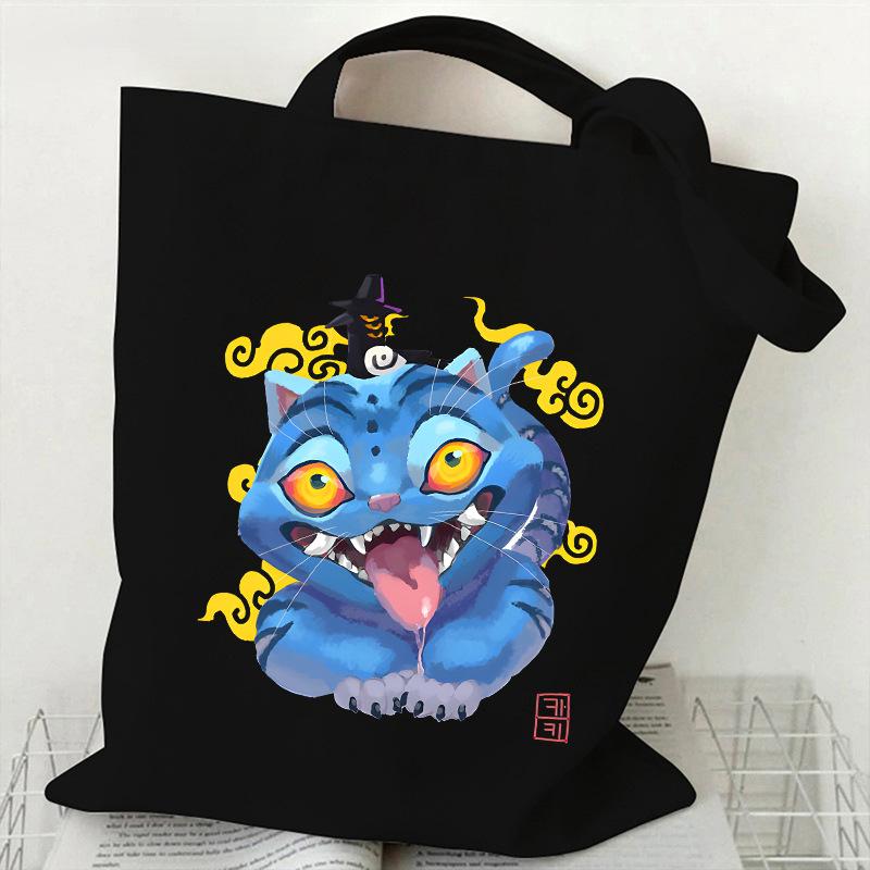 KPOP Skupina Lovců Démonů Taška z plátna s tygřím potiskem Jednoramenná taška crossbody pro studenty Denní nákupní taška tote