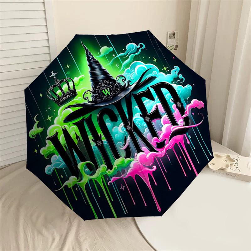 

1PC Wicked Automatic Open/Close Umbrella with Windproof, 8-Rib Sturdy Canopy, Durable Ribs, Fashionable Design,1254A