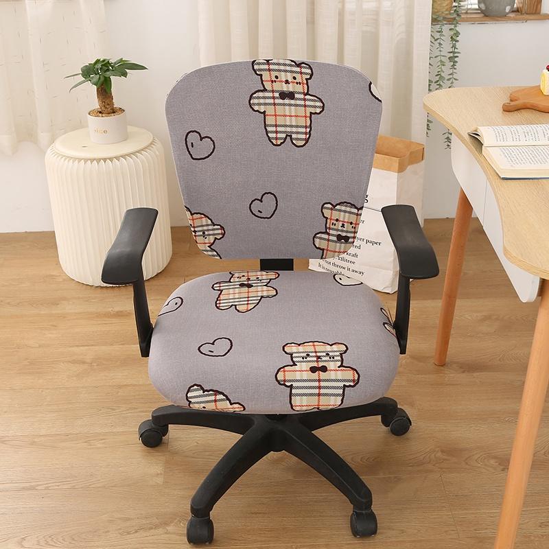 Elastic Office Chair Cover Print Split Computer Armchair Spandex Dust-Proof Seat Covers Stretch Slipcover Living Room