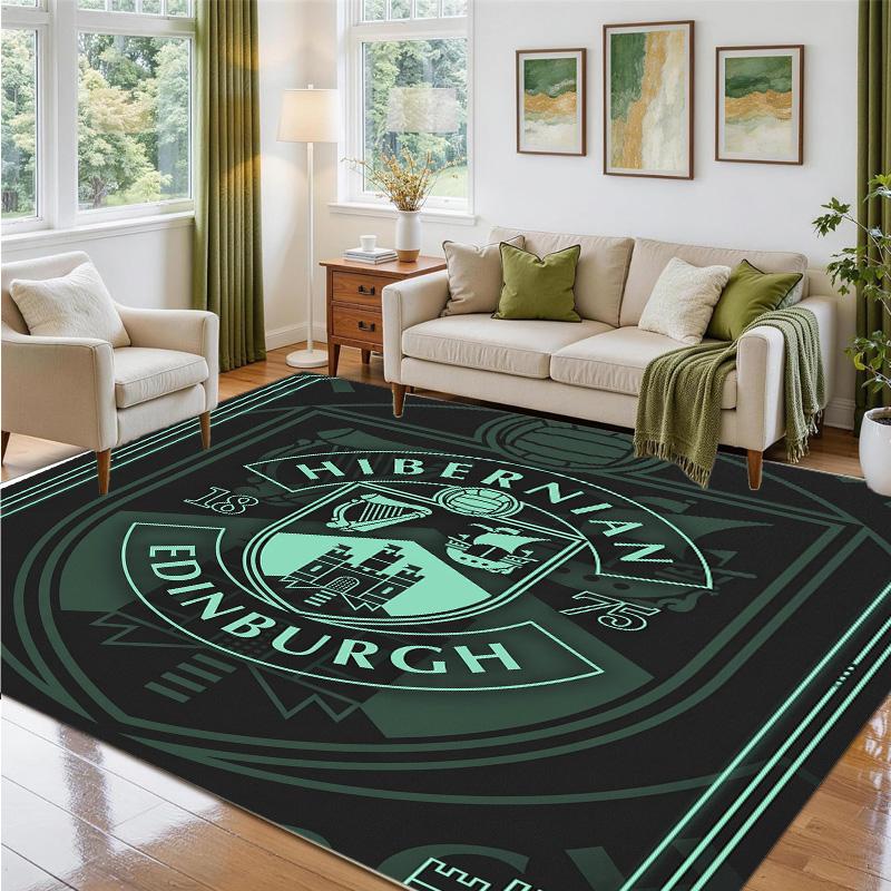 Hibernian FC Design Crystal Velvet Rug Soft Decorative Mat for Bedroom Entrance