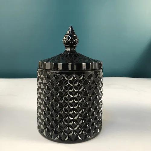 European Style Crystal Glass Storage Jar Creative Candy Jar Home Desktop Jewelry Cosmetic Swab Box Candle Holder Home Decoration