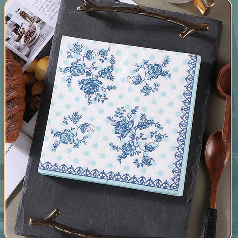 20pcs/bag Classical Flower Printed Square Dinner Napkins Paper Disposable Tableware Wedding Party Decoration