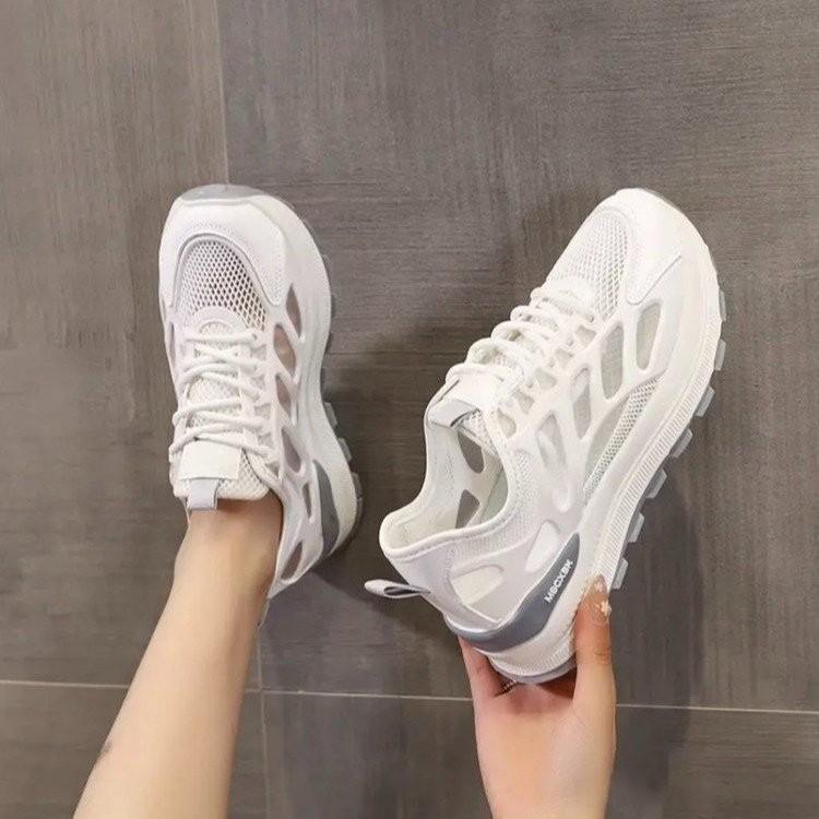 Little Sneakers Mesh White Shoes With Glitter Elements Anti Slip Rubber Bottom
