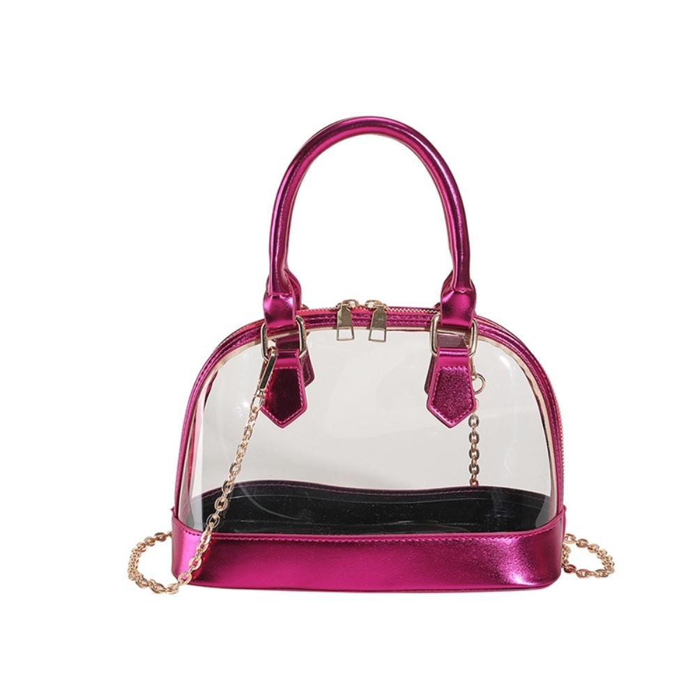 Elegant PU Leather Handbag Shell Shape Casual Messenger Purse Transparent Jelly Handbag  Girls