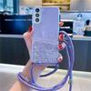 Glitter Phone Case For Samsung Galaxy A14 A36 A33 A53 A73 A52 A54 A56 A34 A16 A15 A55 S25 Cover Crossbody Necklace Lanyard Strap
