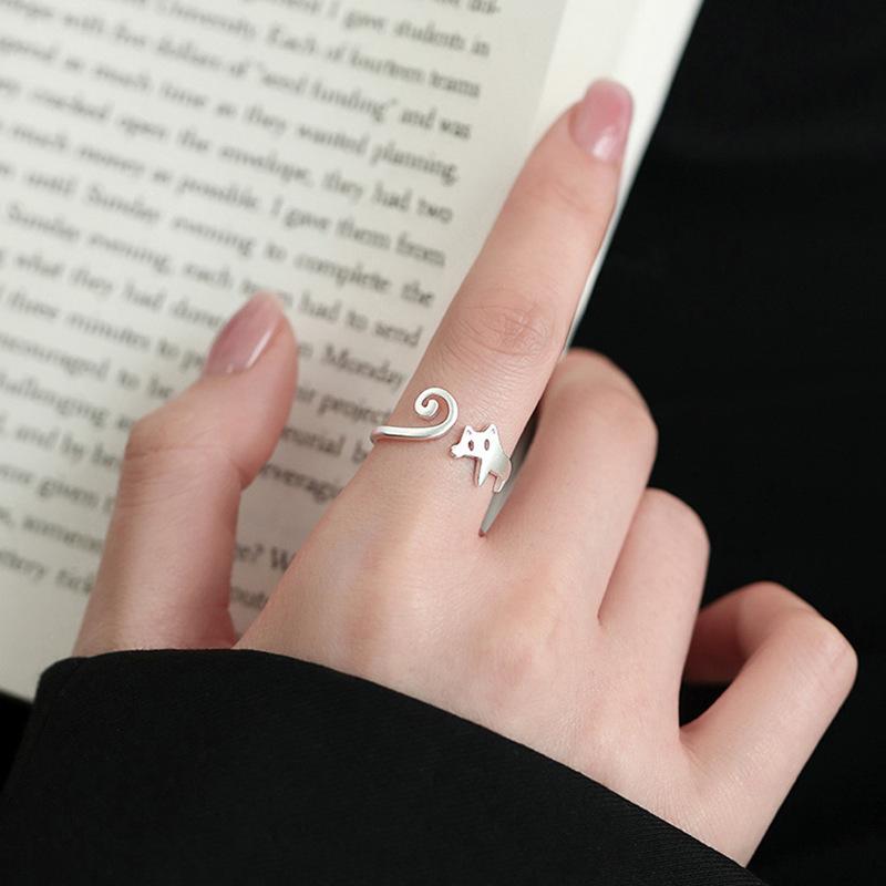 Cat Unique Adjustable Ring For Women Elegant Ins Style Copper Jewelry 2023 Spring