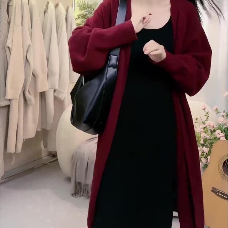 Korean-Style Mid-Length Knitted Cardigan Coat for Autumn/Winter 2024