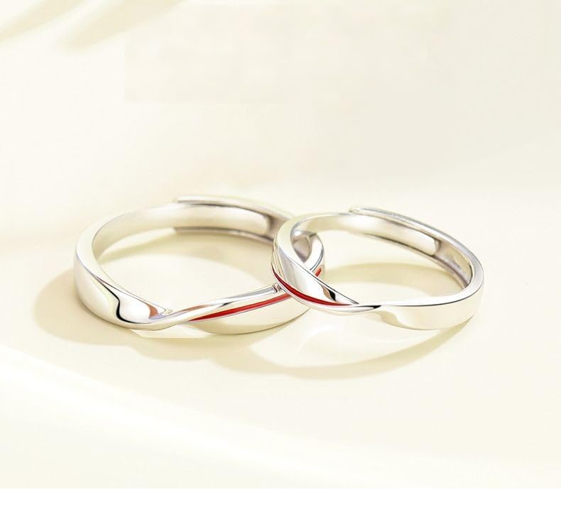 Pairing Red Thread of Fate Free Size Couple Matching Ring Silver [Nicoiro] (S925) (Pairing)