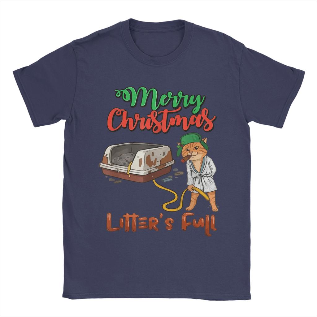Litter's Full Merry Christmas Funny Cat Lovers Holidays Xmas T Shirt Men T-Shirts Beach O Neck Tees Wholesale Big Size Clothing
