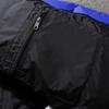 Men Cotton Coat Stand Collar Long Sleeve Patchwork Color Cotton-Padded Jacket with Pockets Zipper Placket Windproof Cuffs Cotton Outwear