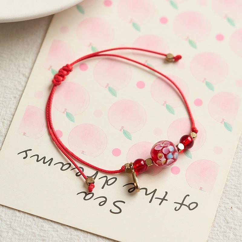 Светящийся глазурованный цветок красная веревочная браслетная плетенка простая и универсальная мужская ювелирная подарочная браслет происхождение