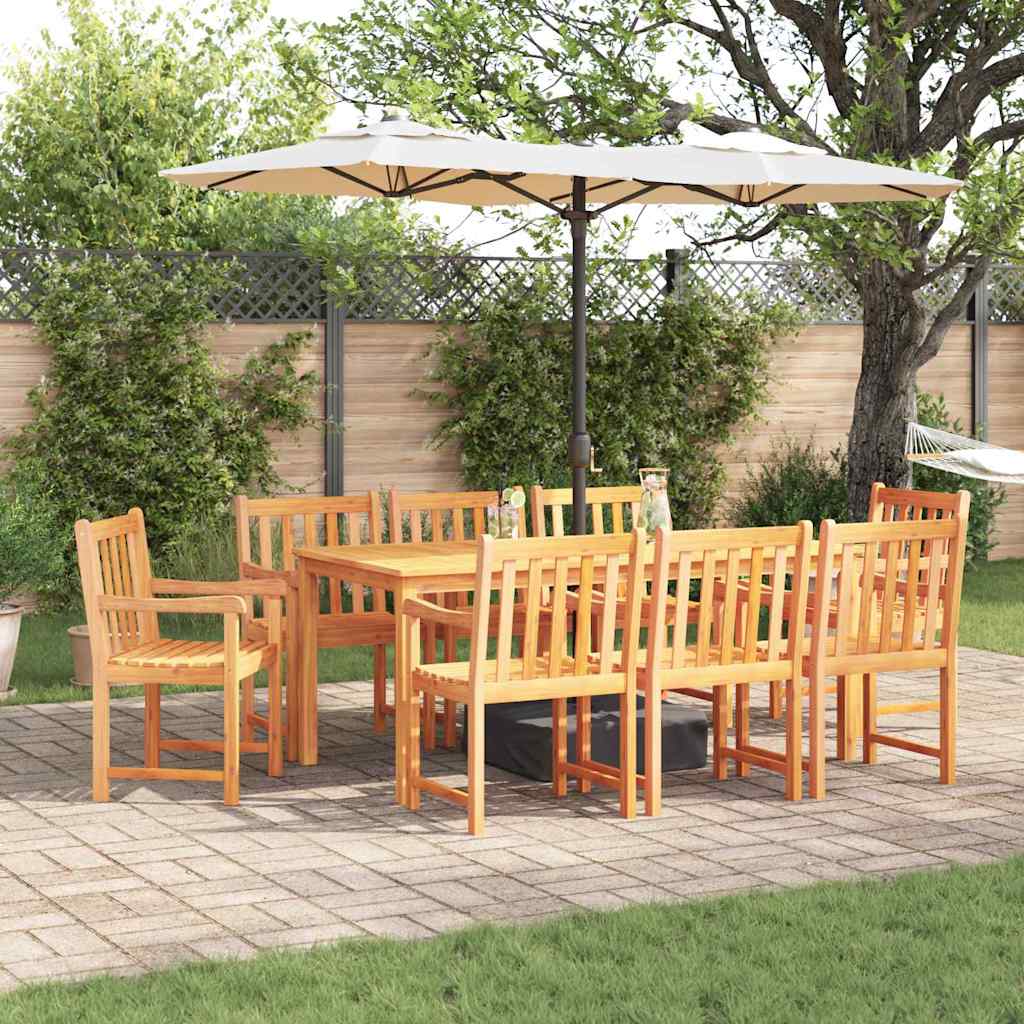 Garden Dining Set 9 Pcs Brown Solid Acacia Wood