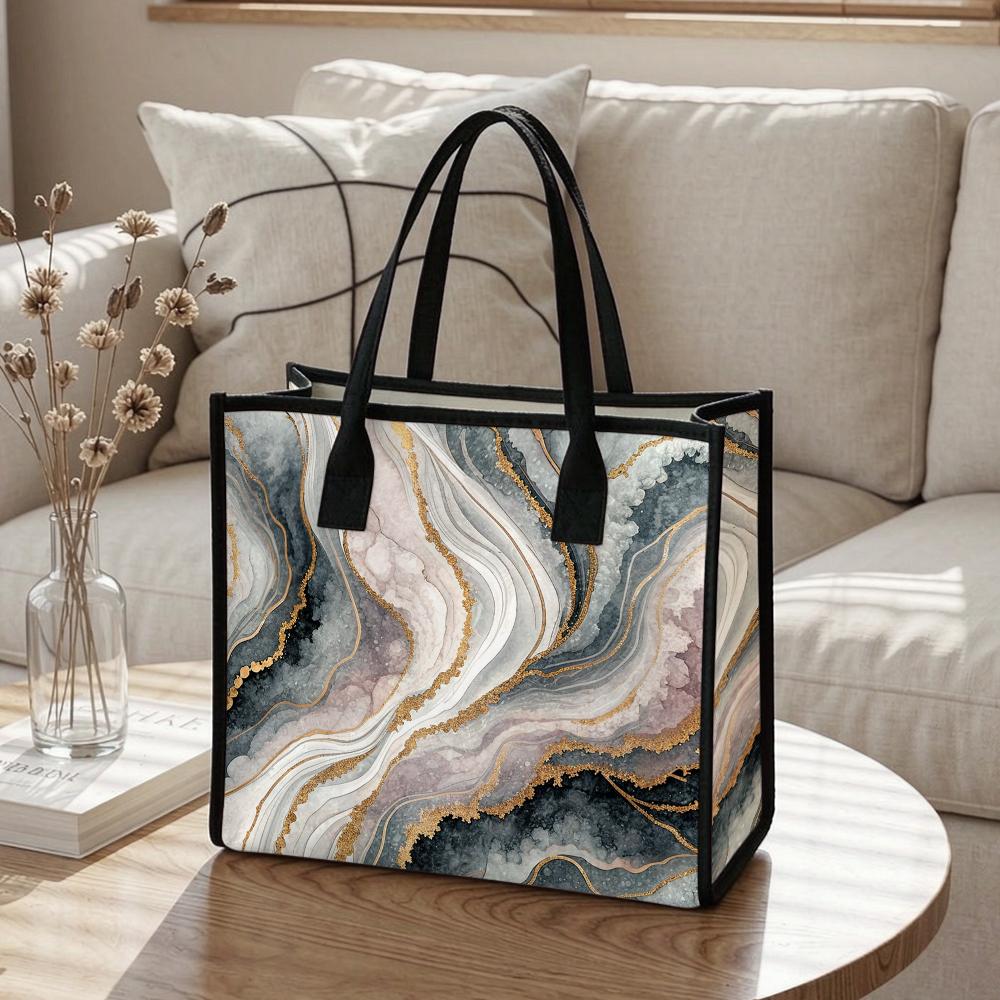 Marble Pattern Tote Bag Fashion Daily Shoulder Bag for Women Casual Large Capacity Handbag