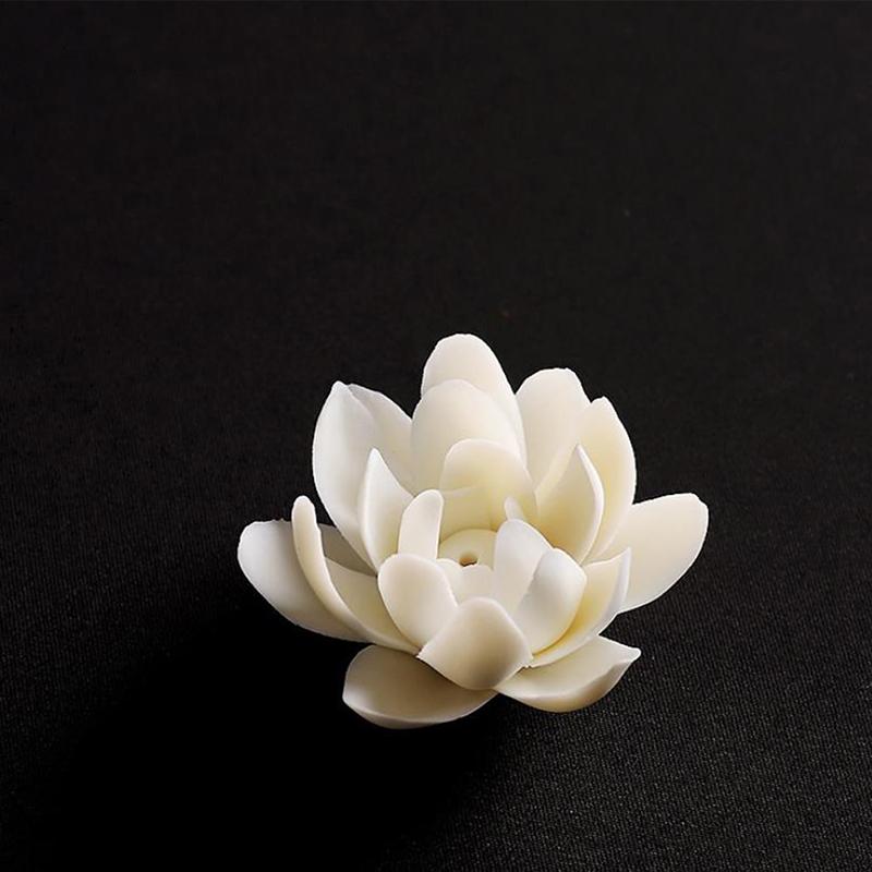 

Ceramic White Lotus Incense Burner Home Decor Stick Holder Buddhist Aromatherapy Censer Use In Office Teahouse
