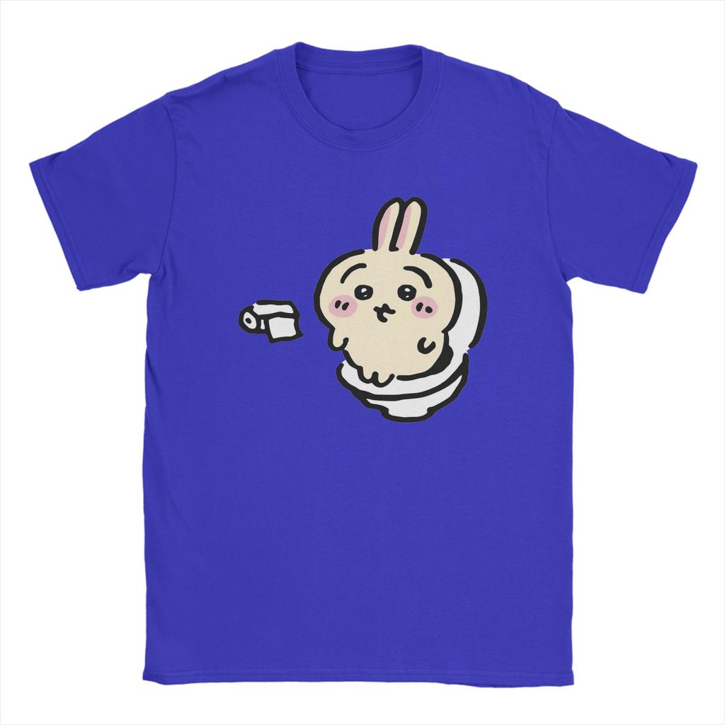 Men Usagi on the Toilet Potty Chiikawas Hachiware Poop Meme T Shirt 100% Cotton Clothes Round Neck Tee Shirt Gift Idea T-Shirts