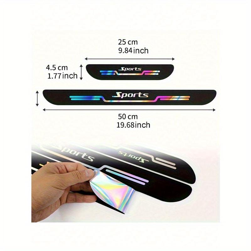4pcs Sports Car Door Sill Protector, Reflective Car Door Sill Anti-Scratch Sticker, Door Sill Protector Strip, Car Decorative Sticker