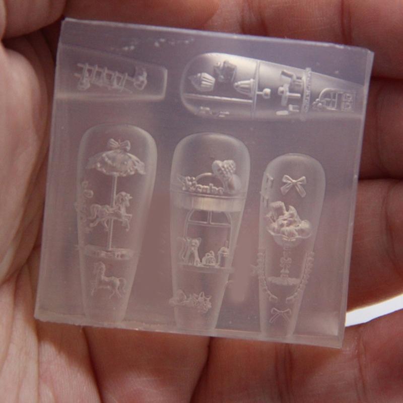 Reusable Nail Casting Mold Nail Charm Silicone Mold Halloween Themed Stereoscopic Carving Nail Art Jewelry Tool