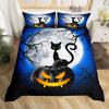 Cute Halloween Cat Duvet Cover Mystery Castle Bedding Set For Kids Teen Microfiber Misty Forest Bat Quilt Cover Queen Bedclothes
