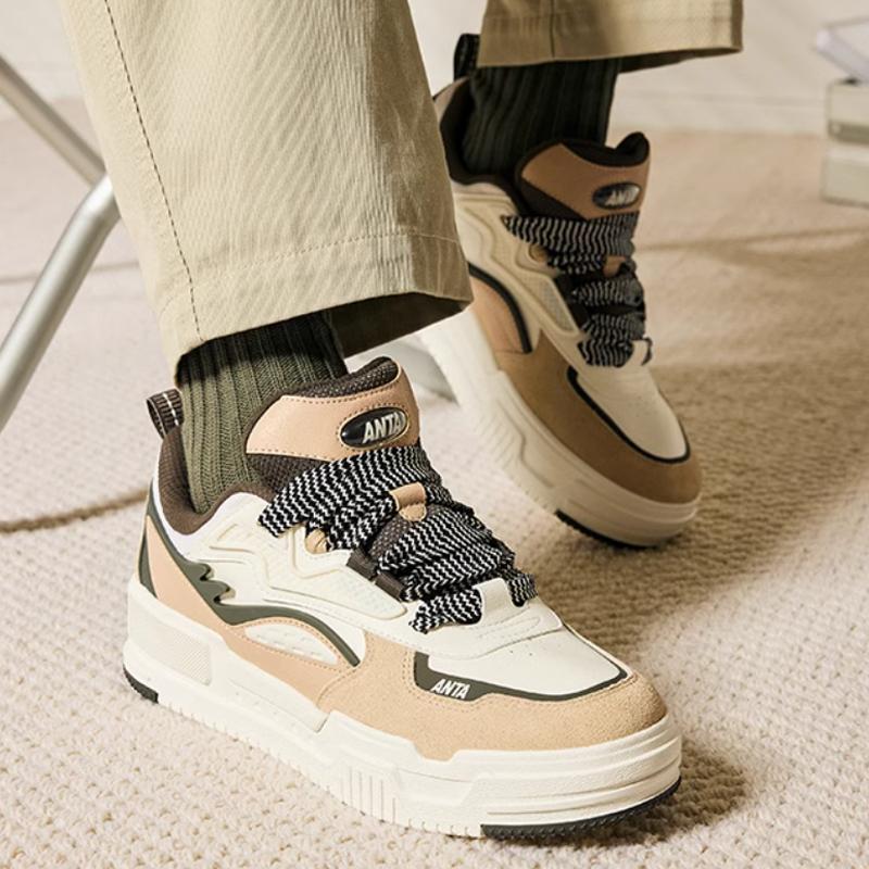 Anta Comfortable Versatile Shock Absorbing Durable Low Top Sneakers Men Sneakers White Brown 112418041-4
