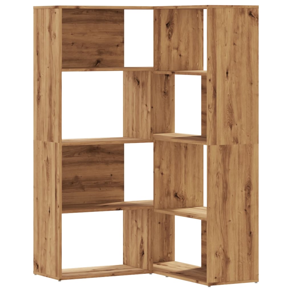 Corner Bookshelf 4 Tier Artisan Oak Finish 85 x 85 x 140 cm Particleboard