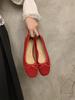 Inner Heightening Single Shoes Women's New Low-heeled Mary Jane Shoes Suede Red Soft-soled Grandma Shoes