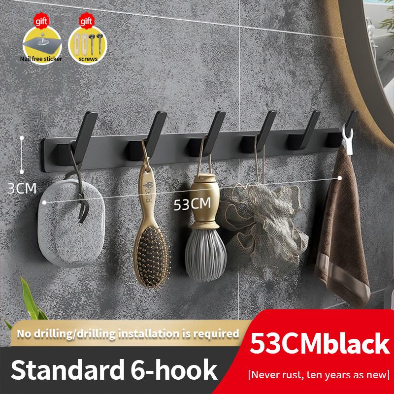 YUNJIEYA Black/White Door Hooks Clothes Hook Hanger Shelf Organizer Storage Shelf Shower Wall Rack Kitchen Bathroom Accessories