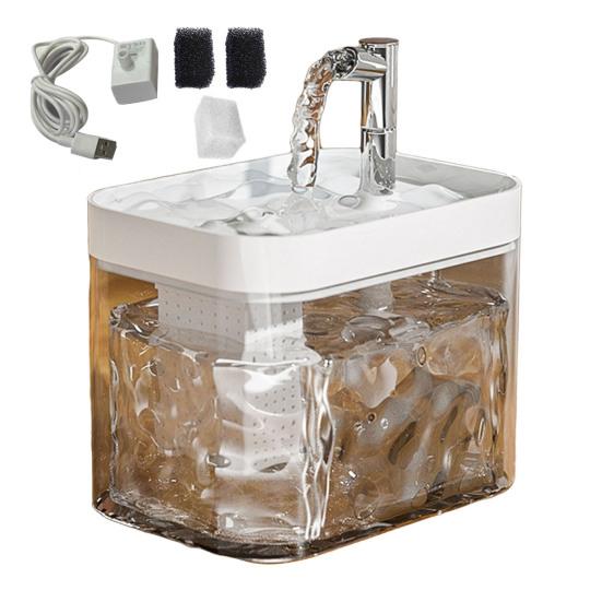 1,5 L transparentă fântână de apă pentru animale de companie automată pisică băutură dozator cu 3 filtru burete electric pentru animale de companie băutură bol pentru pisici câini de interior