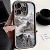 New Chinese Style Landscape Pavilion Art Phone Case for iPhone 17 16 15 14 13 12 11 Series Pro Max Plus Double Layer Protection