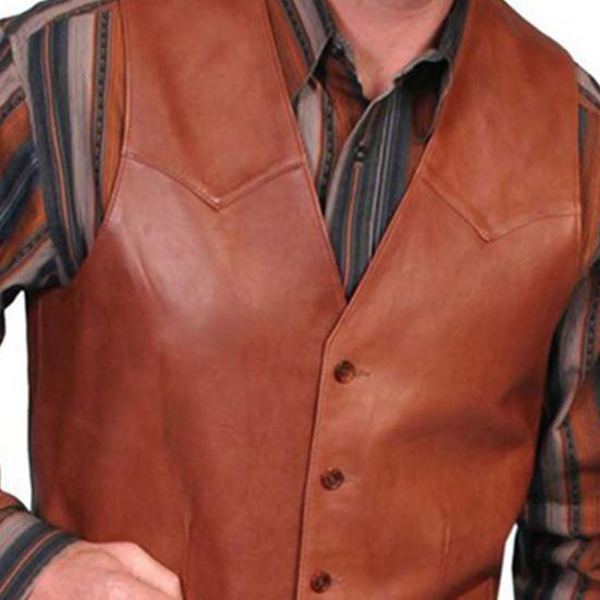 Vest V Neck Single-breasted Western Sleeveless Men Waistcoat for Horseback Riding